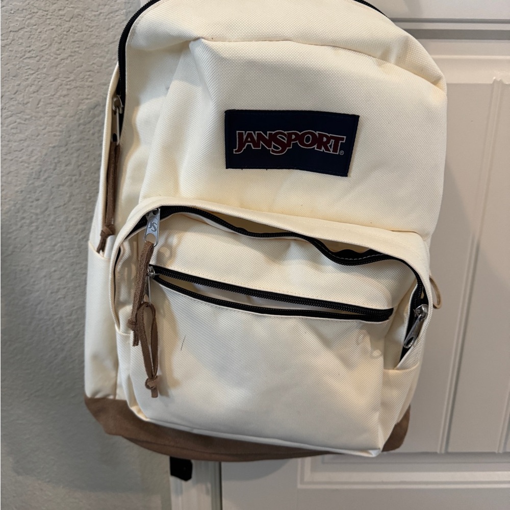 JanSport Cream and Brown Backpack